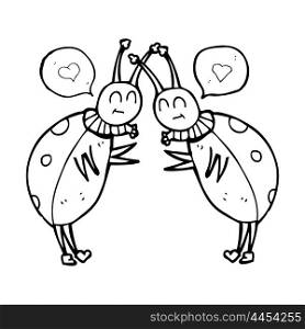 freehand drawn speech bubble cartoon ladybugs greeting