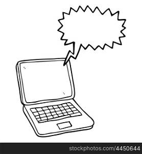 freehand drawn speech bubble cartoon laptop computer