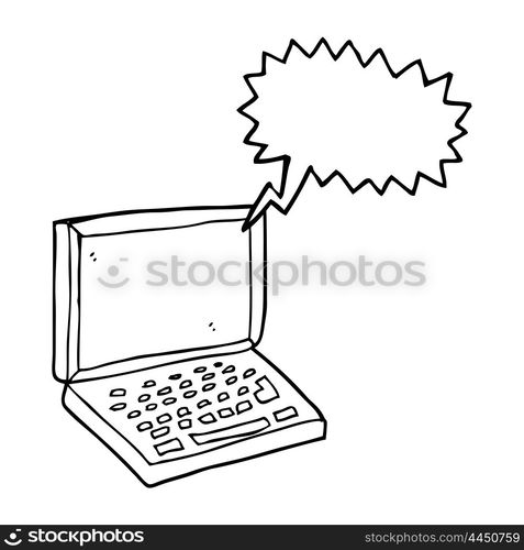 freehand drawn speech bubble cartoon laptop computer