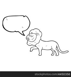 freehand drawn speech bubble cartoon lion