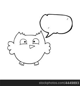 freehand drawn speech bubble cartoon little owl