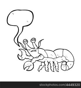 freehand drawn speech bubble cartoon lobster