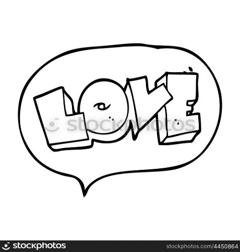 freehand drawn speech bubble cartoon love sign