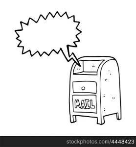 freehand drawn speech bubble cartoon mail box