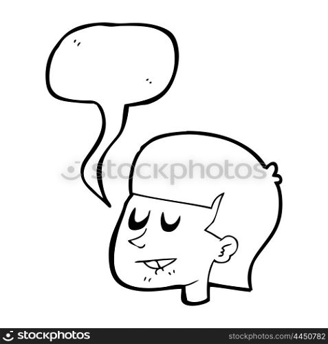 freehand drawn speech bubble cartoon man biting lip
