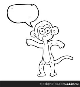 freehand drawn speech bubble cartoon monkey