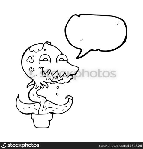 freehand drawn speech bubble cartoon monster plant