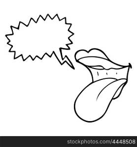 freehand drawn speech bubble cartoon mouth sticking out tongue