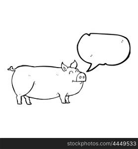 freehand drawn speech bubble cartoon muddy pig