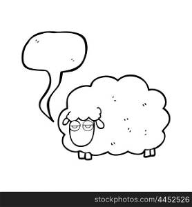 freehand drawn speech bubble cartoon muddy winter sheep