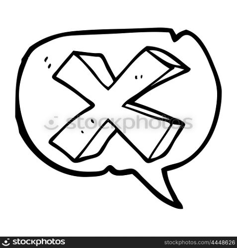 freehand drawn speech bubble cartoon negative x symbol