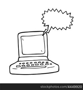 freehand drawn speech bubble cartoon old computer
