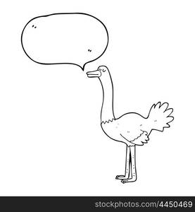 freehand drawn speech bubble cartoon ostrich