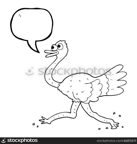 freehand drawn speech bubble cartoon ostrich