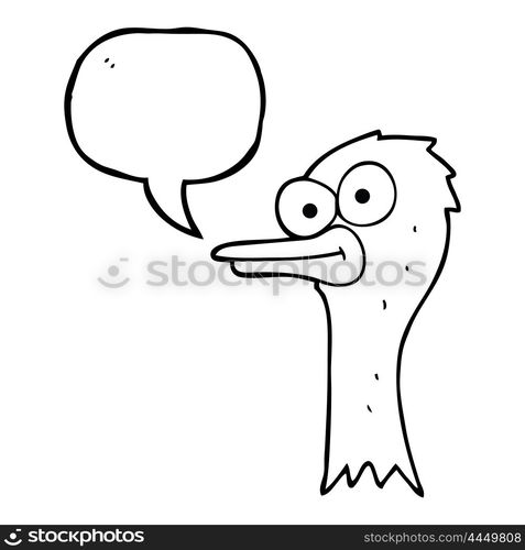 freehand drawn speech bubble cartoon ostrich head