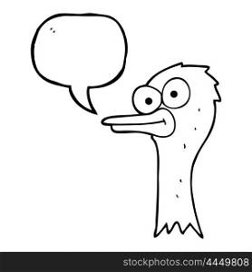 freehand drawn speech bubble cartoon ostrich head