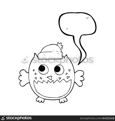 freehand drawn speech bubble cartoon owl