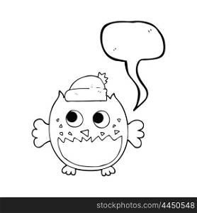 freehand drawn speech bubble cartoon owl