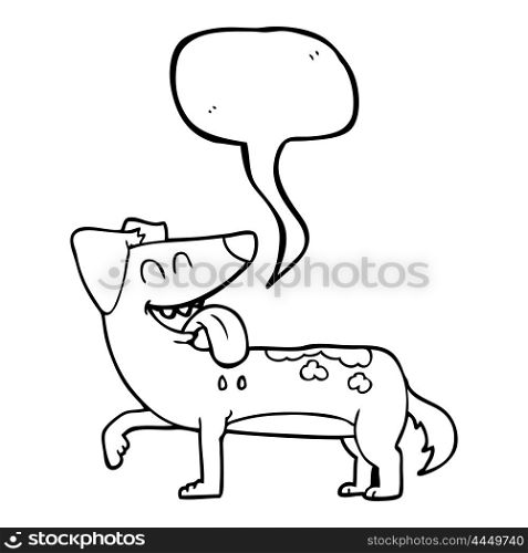 freehand drawn speech bubble cartoon panting dog