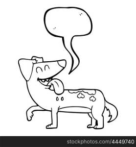 freehand drawn speech bubble cartoon panting dog