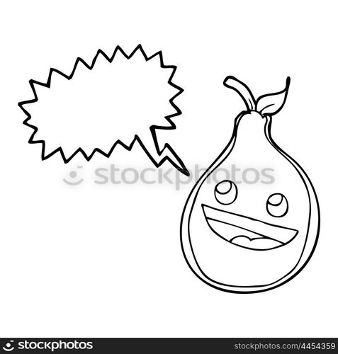 freehand drawn speech bubble cartoon pear