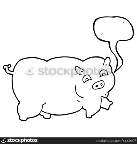 freehand drawn speech bubble cartoon pig