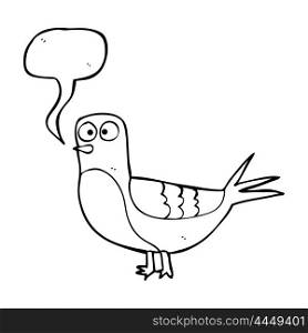 freehand drawn speech bubble cartoon pigeon