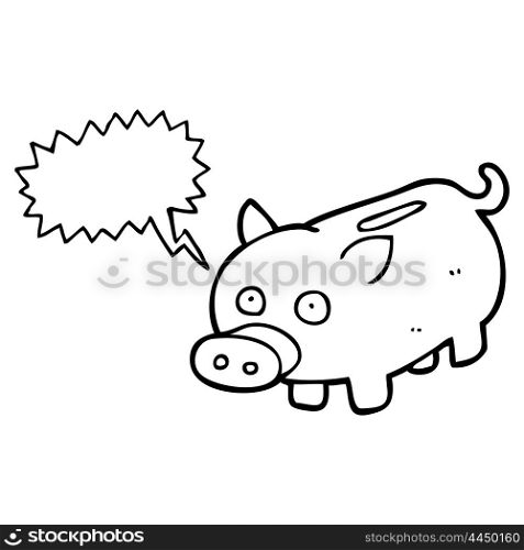 freehand drawn speech bubble cartoon piggy bank