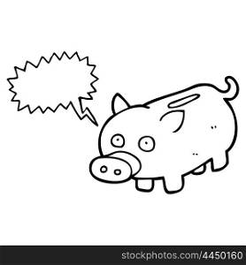 freehand drawn speech bubble cartoon piggy bank