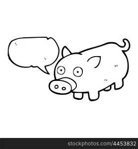 freehand drawn speech bubble cartoon piglet