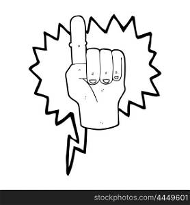 freehand drawn speech bubble cartoon pointing finger