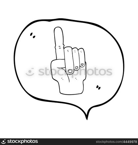 freehand drawn speech bubble cartoon pointing hand