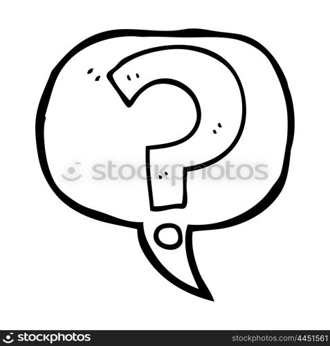 freehand drawn speech bubble cartoon question mark