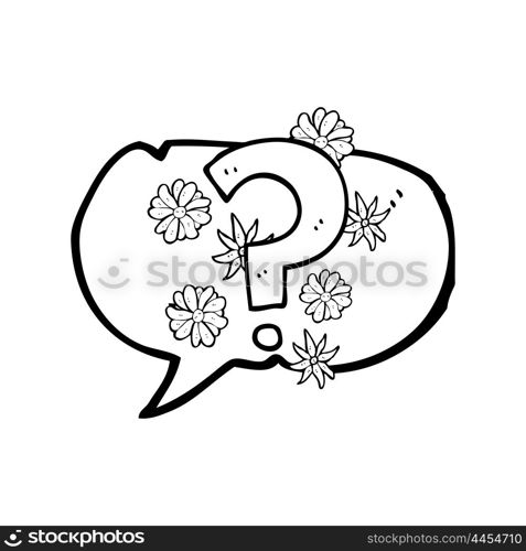 freehand drawn speech bubble cartoon question mark