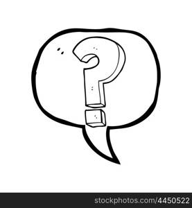 freehand drawn speech bubble cartoon question mark symbol