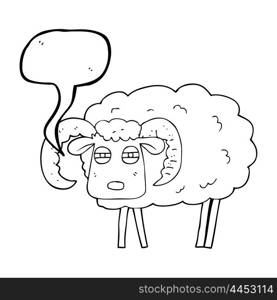 freehand drawn speech bubble cartoon ram covered in mud