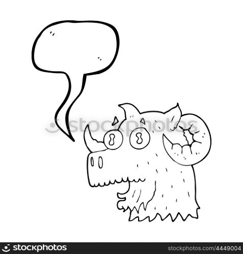 freehand drawn speech bubble cartoon ram head