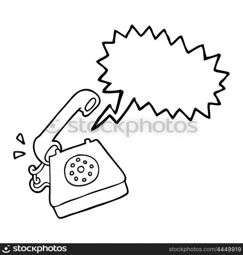 freehand drawn speech bubble cartoon ringing telephone