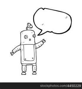 freehand drawn speech bubble cartoon robot