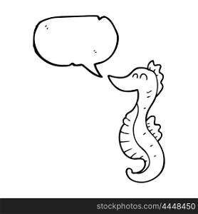 freehand drawn speech bubble cartoon seahorse