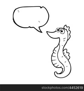 freehand drawn speech bubble cartoon seahorse