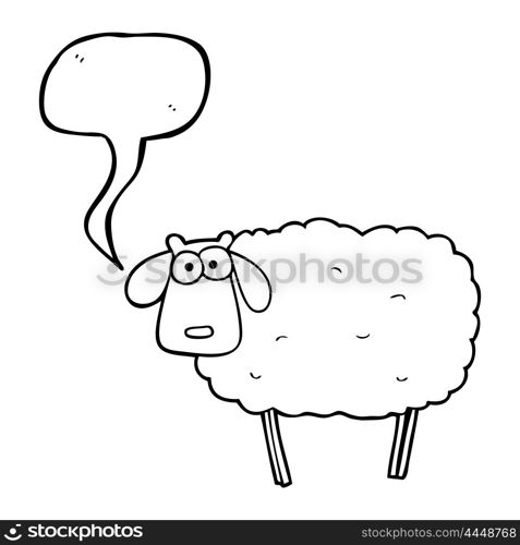 freehand drawn speech bubble cartoon sheep