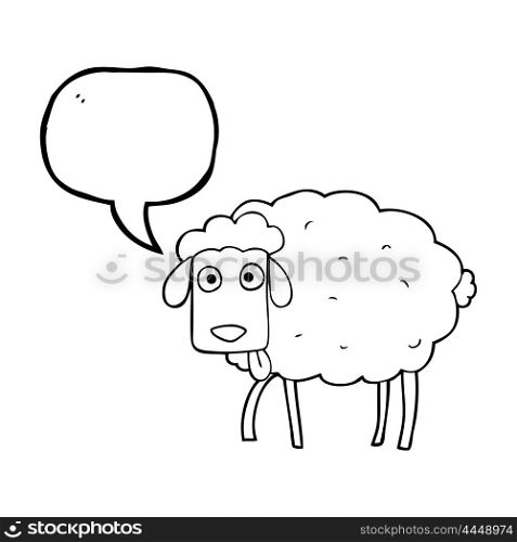freehand drawn speech bubble cartoon sheep
