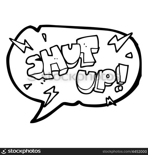 freehand drawn speech bubble cartoon shut up! symbol