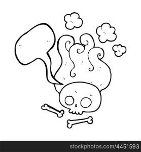 freehand drawn speech bubble cartoon skull and bones
