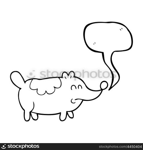 freehand drawn speech bubble cartoon small fat dog