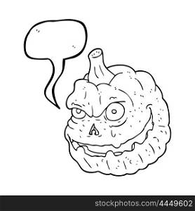 freehand drawn speech bubble cartoon spooky pumpkin