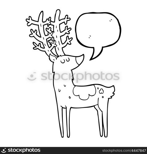 freehand drawn speech bubble cartoon stag