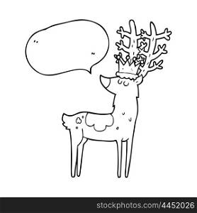 freehand drawn speech bubble cartoon stag king