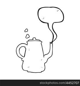 freehand drawn speech bubble cartoon steaming coffee pot